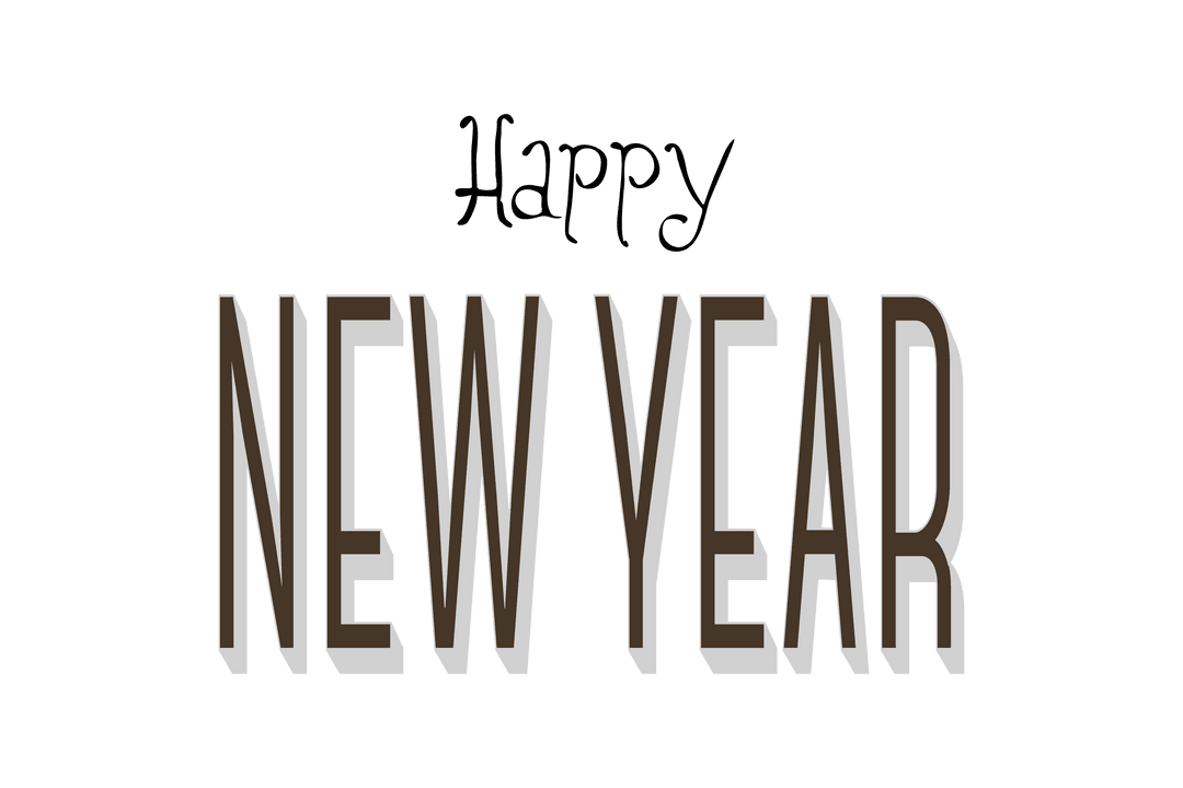 Stylish Happy New Year Text with Transparent Background