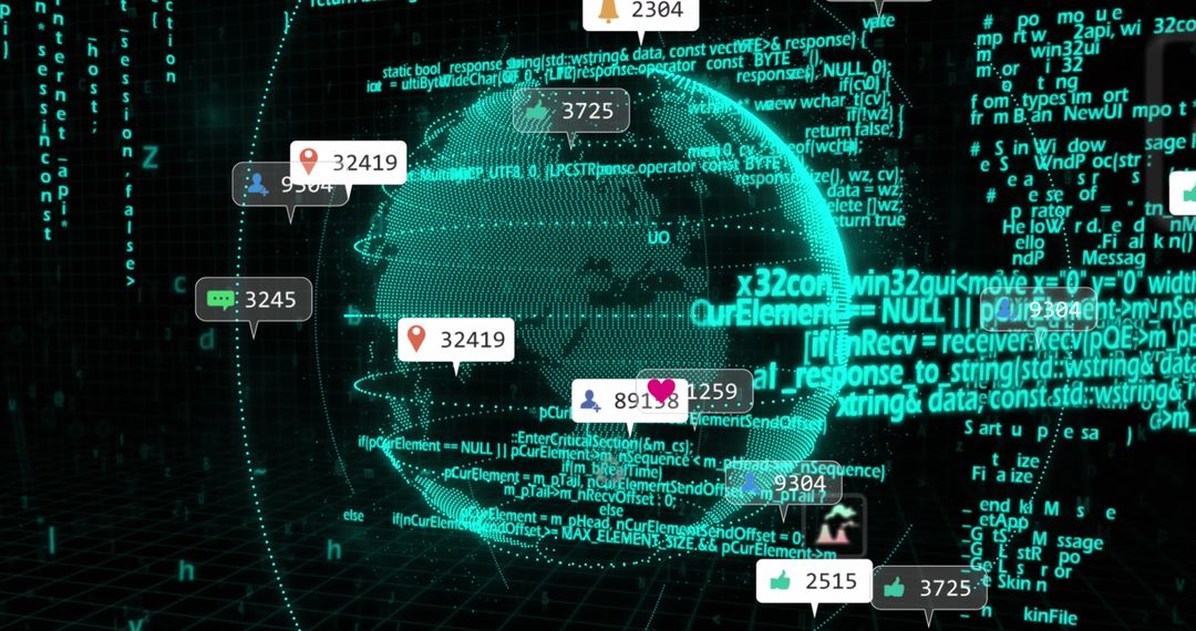 Social Media Icons Interacting with Digital World Globe