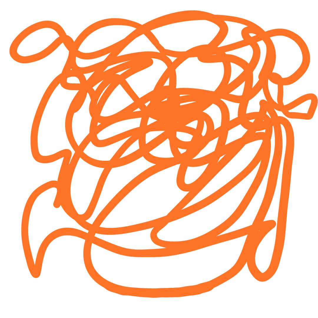 Abstract Orange Scribble Art on Transparent Background