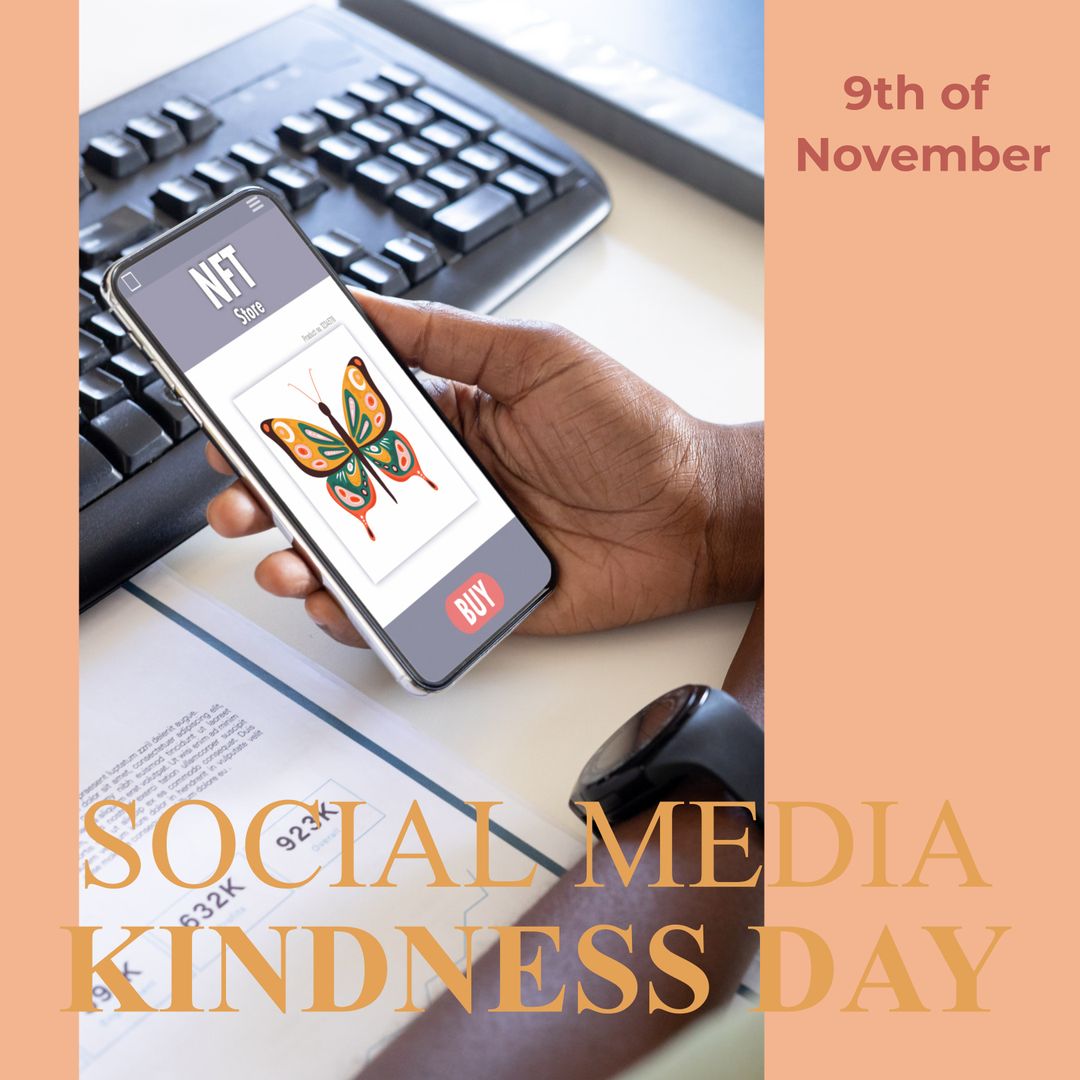 Person Buying NFT on Smartphone for Social Media Kindness Day