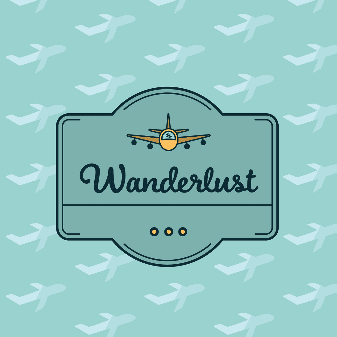 Transparent Badge with Plane Motif Emphasizing Wanderlust Spirit