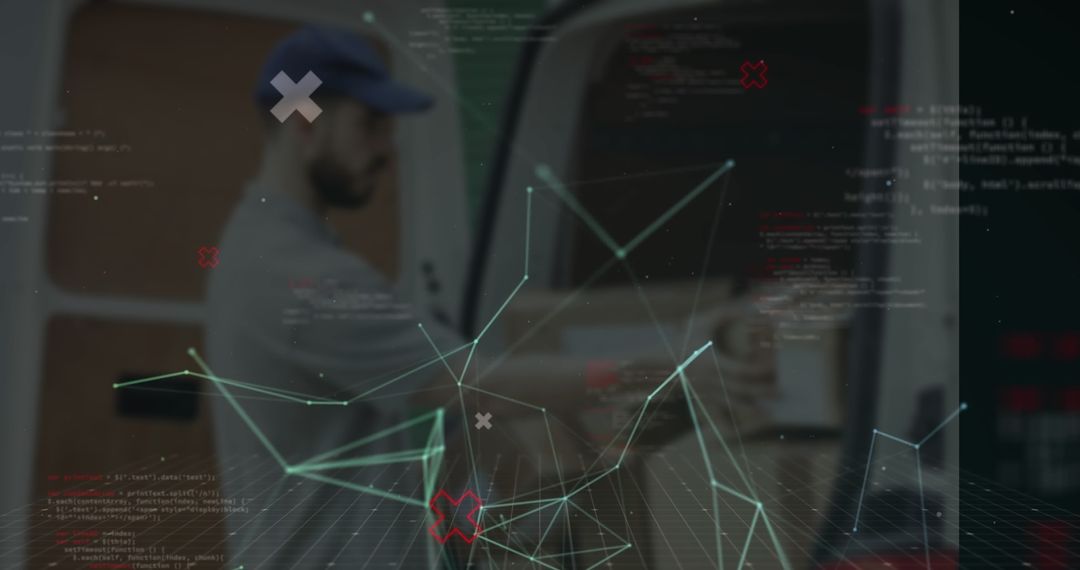 Network Graphic Overlay on Deliverer with Packages