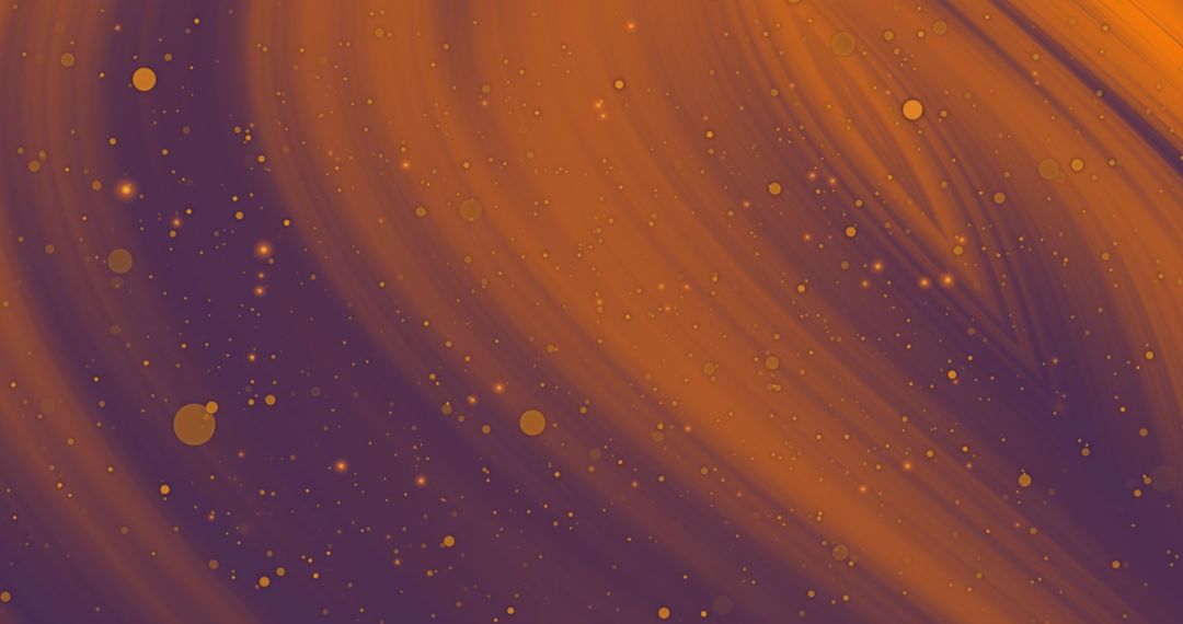 Abstract Yellow Light Trails and Floating Spots on Purple Background