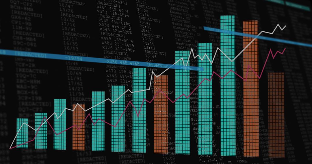 Dynamic Bar and Line Chart Representing Market Trends on Digital Screen