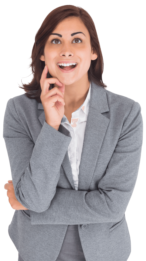 Hispanic Businesswoman Surprised Expression on Transparent Background