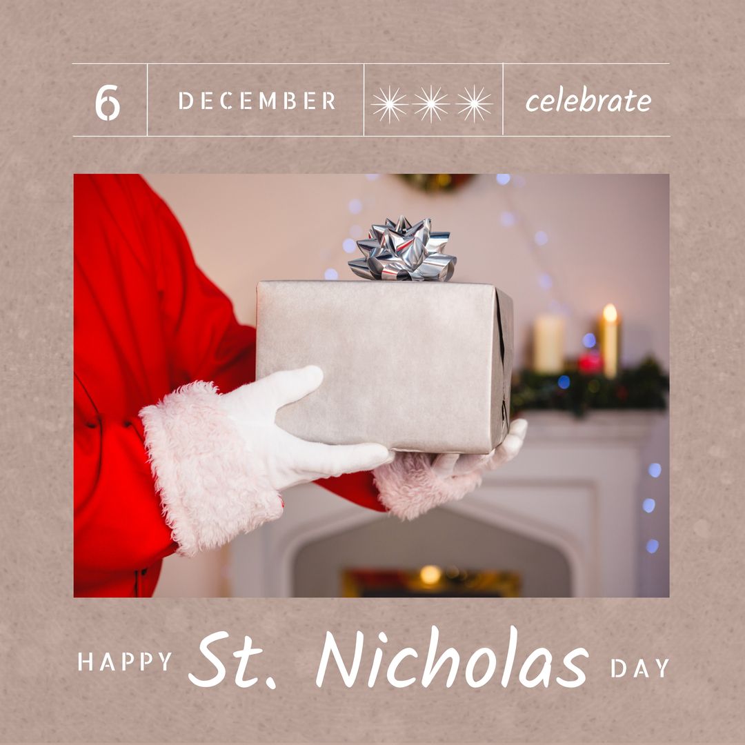 Santa Claus Holding Gift Box St. Nicholas Day Celebration - Download Free Stock Templates Pikwizard.com