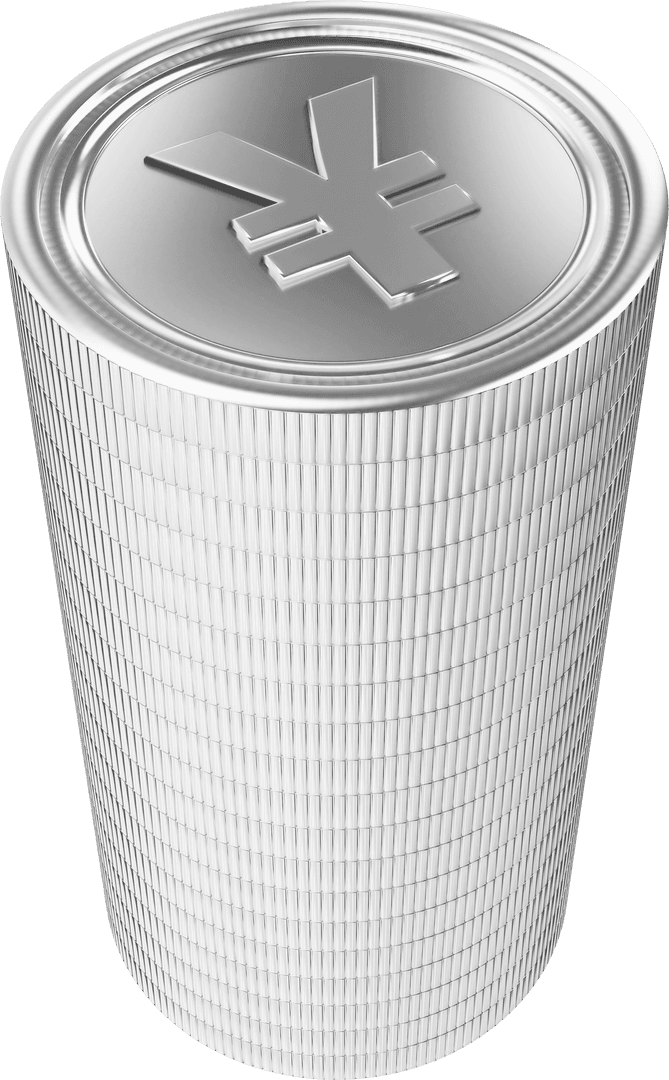 Digital Yen Coins Illustration on Transparent Background