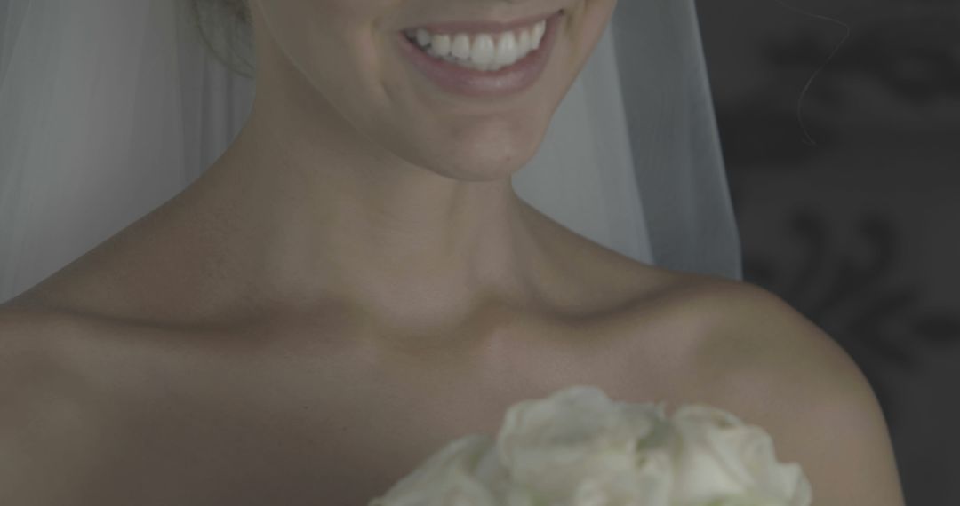 Smiling Bride with Bouquet on Wedding Day - Free Images, Stock Photos and Pictures on Pikwizard.com