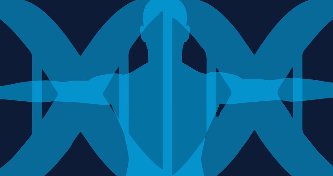 Abstract DNA Strand with Human Silhouette Symbolizing Genetic Science