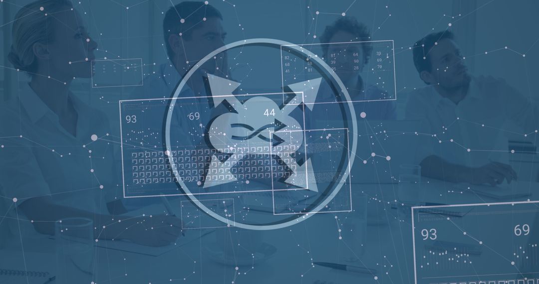 Diverse Coworkers Utilizing Advanced Digital Network Interface