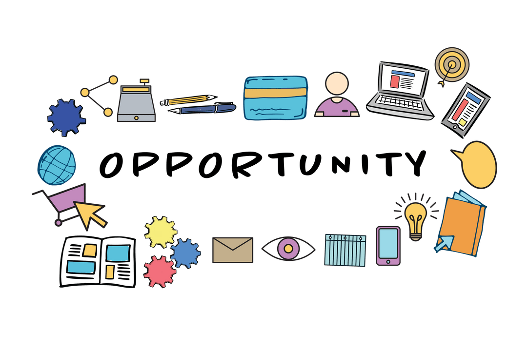 Digital Media and Communication Icons on Transparent Background