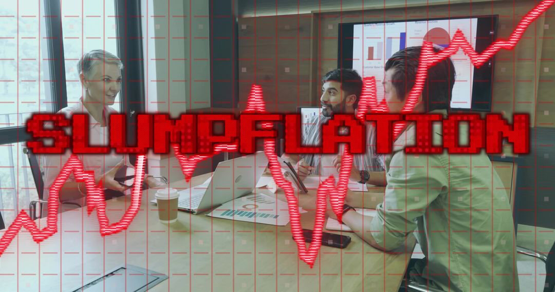 Team Collaborating on Business Strategy Amid Slumpflation Challenge