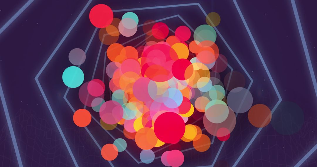 Abstract Colorful Spots in Hexagonal Tunnel Design