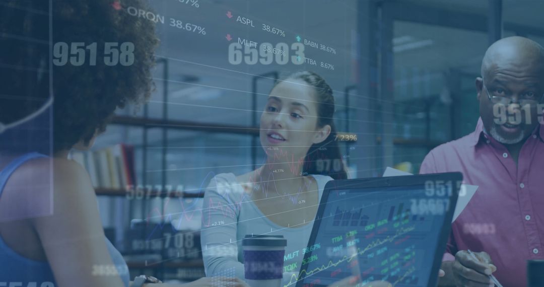 Diverse Team Collaborating on Financial Data Management