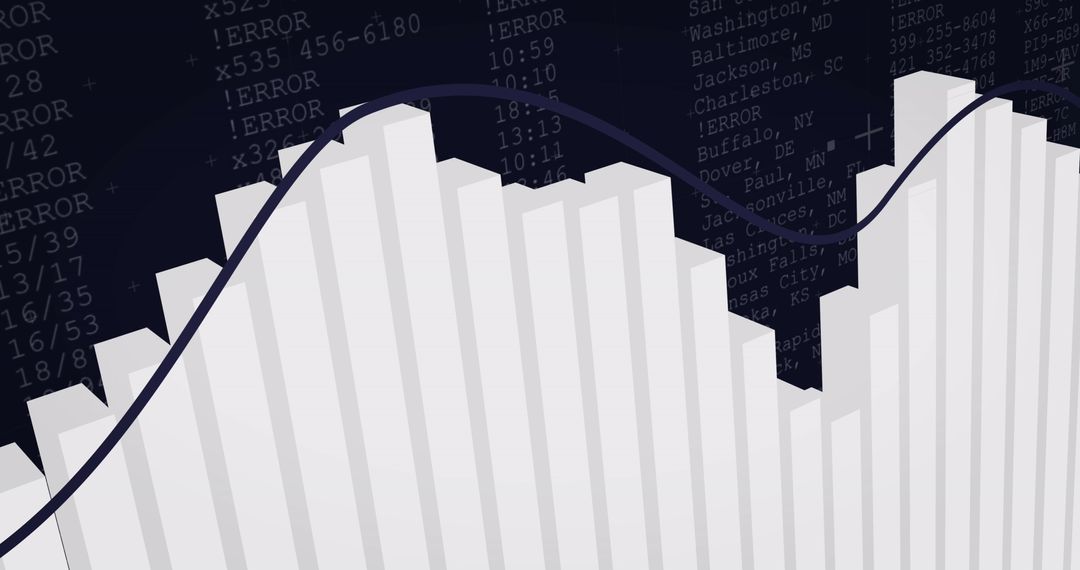 Abstract Financial Data with Bar Graph Overlay
