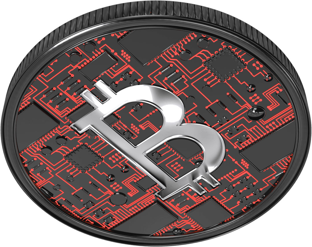 Transparent Bitcoin Cryptocurrency Digital Circuit Background