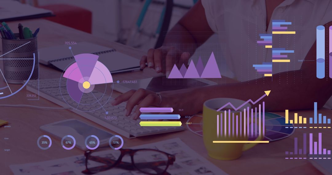 Businesswoman Analyzing Financial Data with Charts and Graphs