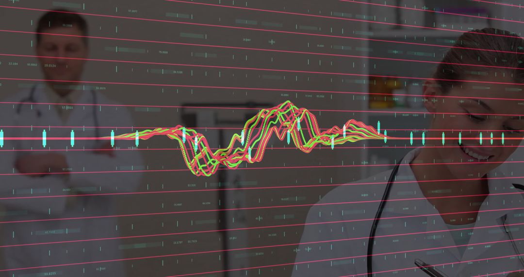 Healthcare Professional Analyzing Data with Digital Interactive Charts