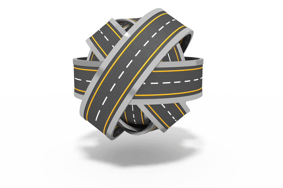 Creative 3D Road Network Sphere with Transparent Background