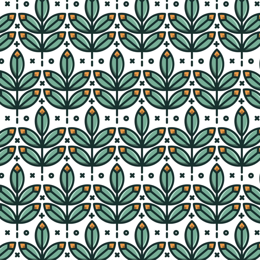 Seamless Pattern of Leafy Branches on Transparent Background