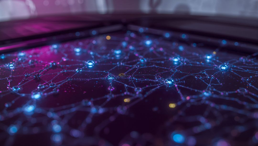 Futuristic Digital Grid with Glowing Nodes and Connections