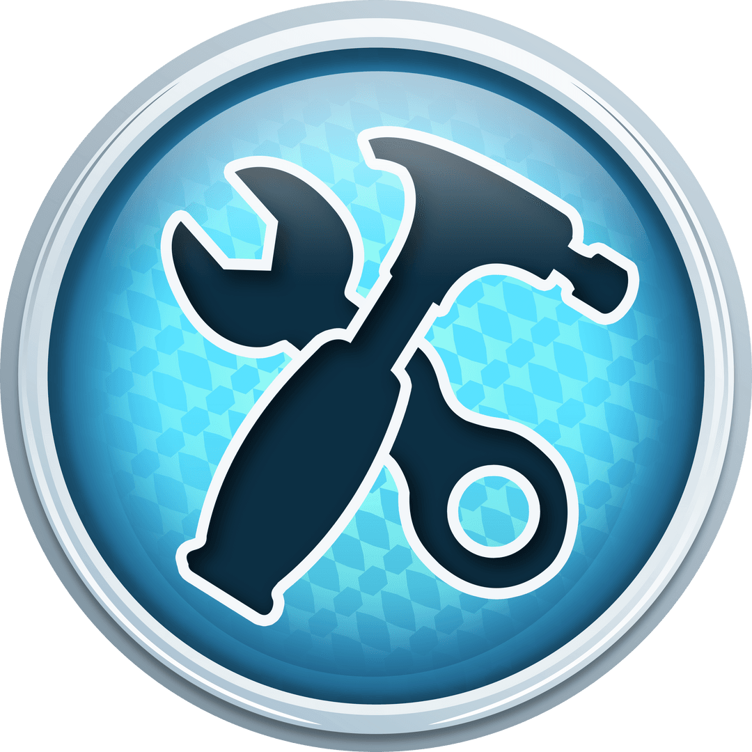 Tools Icon in Blue Circular Design on Transparent Background
