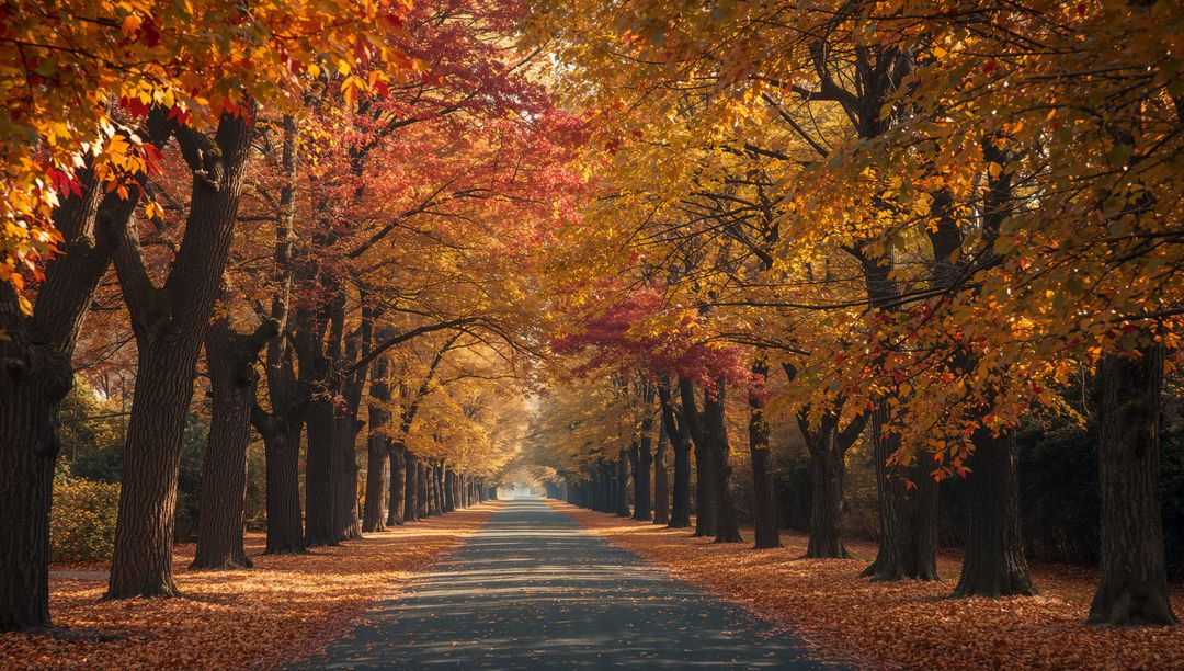 Scenic Autumn Pathway with Vibrant Aesthetic