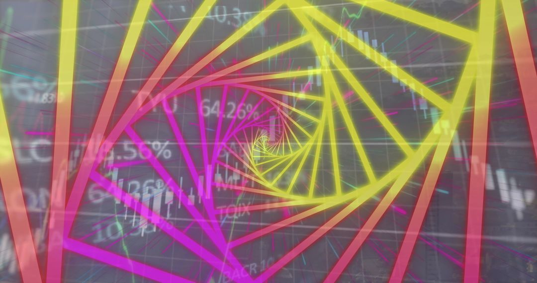 Futuristic Neon Spiral Amid Digital Financial Chart Interface