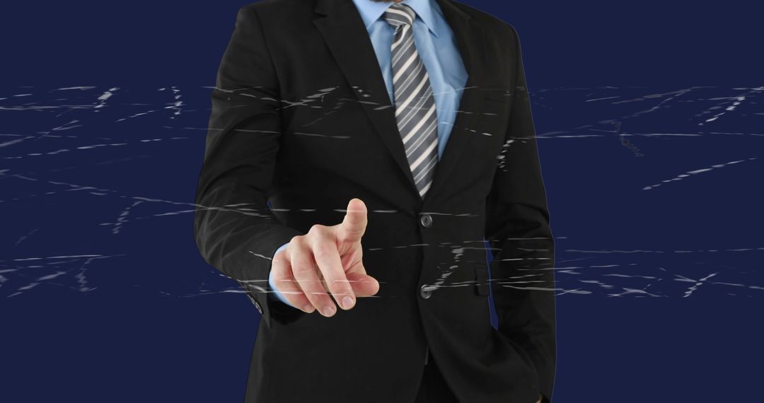 Businessman Pointing With Glitch Effect Digital Innovation