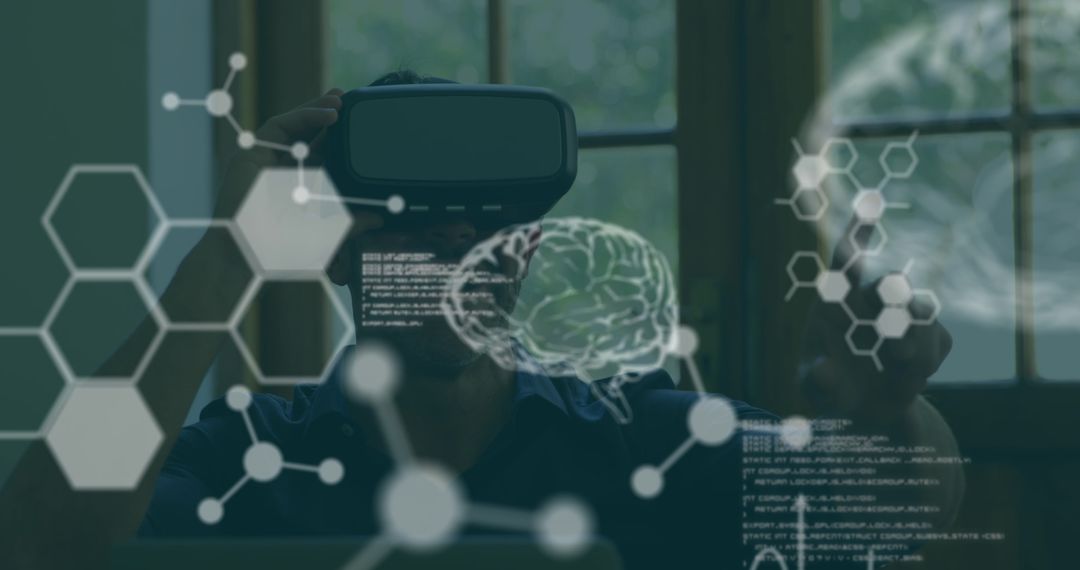 man exploring medical data using vr technology at home - Free Images, Stock Photos and Pictures on Pikwizard.com