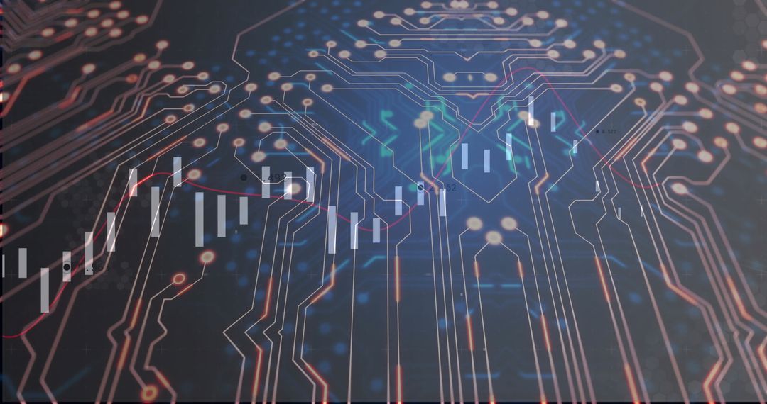 Futuristic Circuit Interface with Digital Data Visualizations