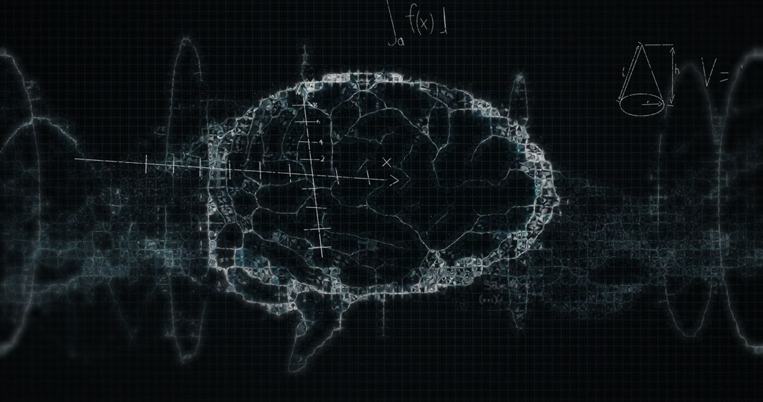 Digital Brain Visualization with Mathematical Equations