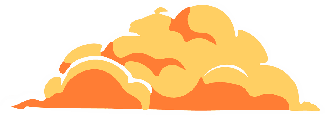 Vibrant Cartoon Puffy Cloud with Orange and Yellow Tones on Transparent Background