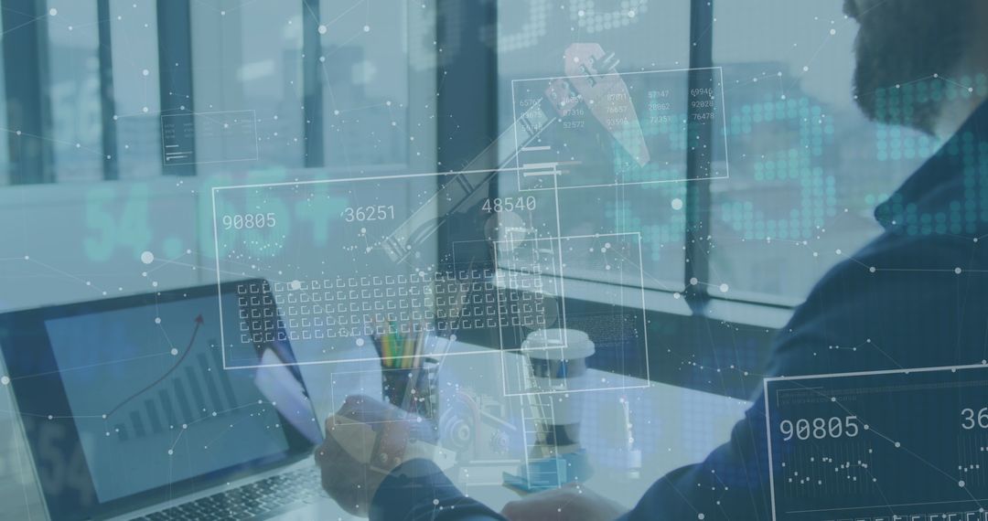 Businessman Engaging with Digital Financial Data Analytics