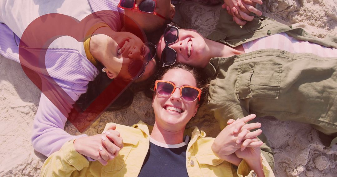 Joyful Women Relaxing Together on Sunny Beach Paradise