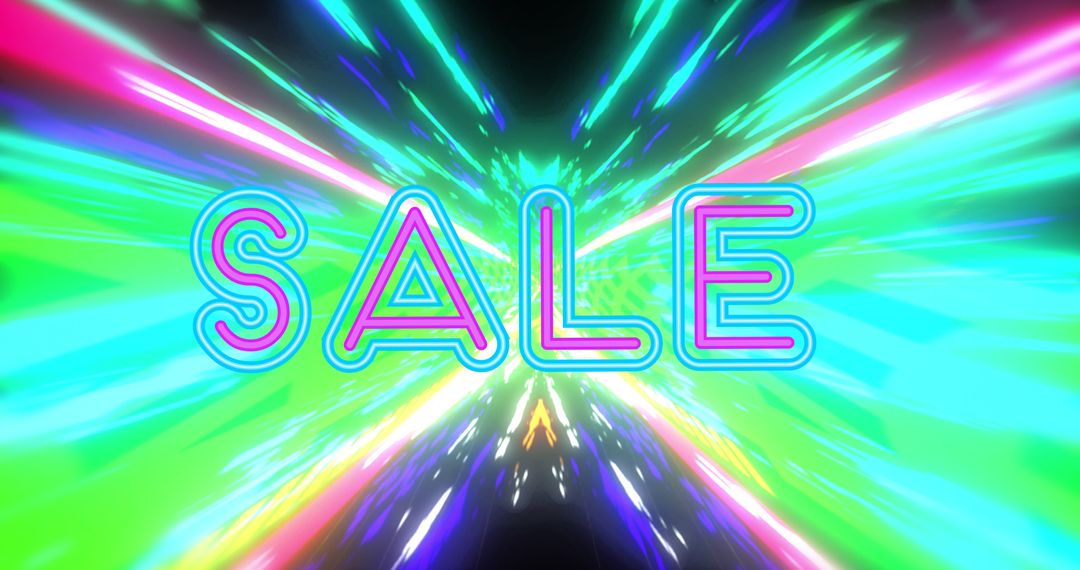 Vibrant Neon Sale Sign with Explosive Colors