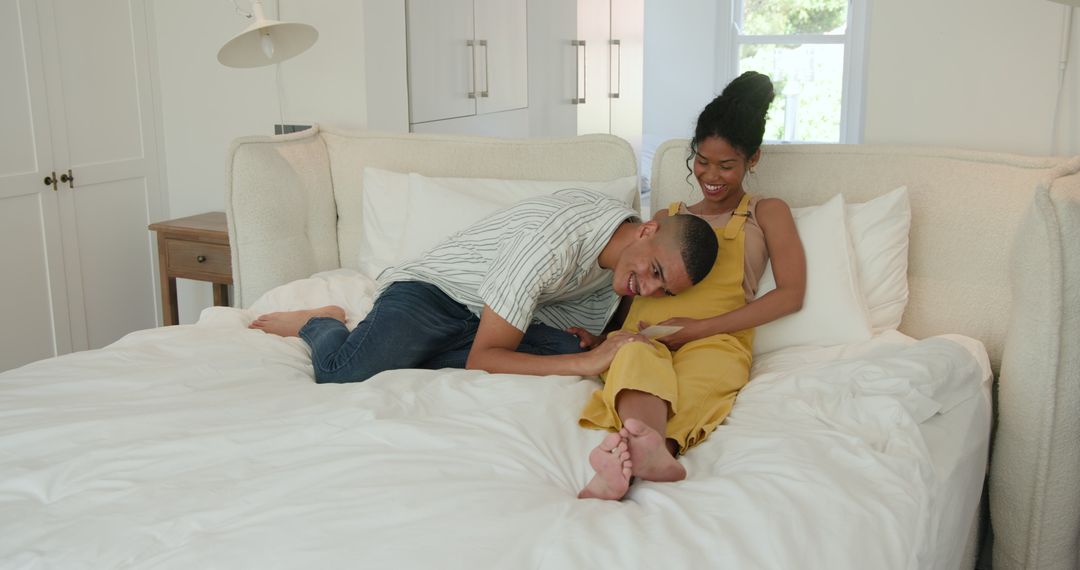 Expectant Couple Bonding at Home in Intimate Setting