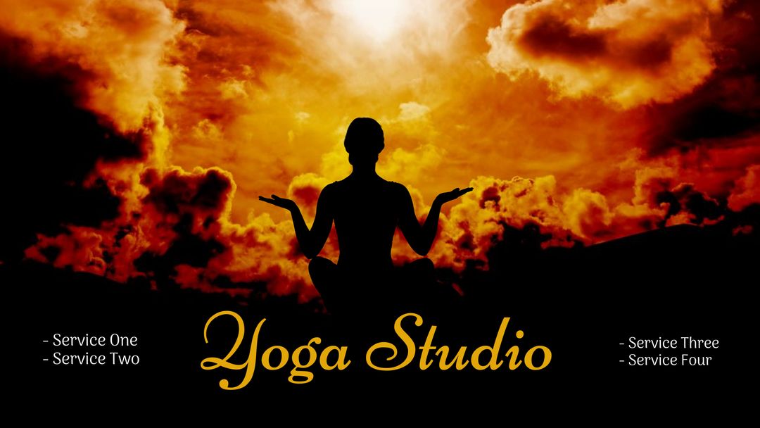 Silhouette Meditating at Sunset for Yoga Studio Promotion