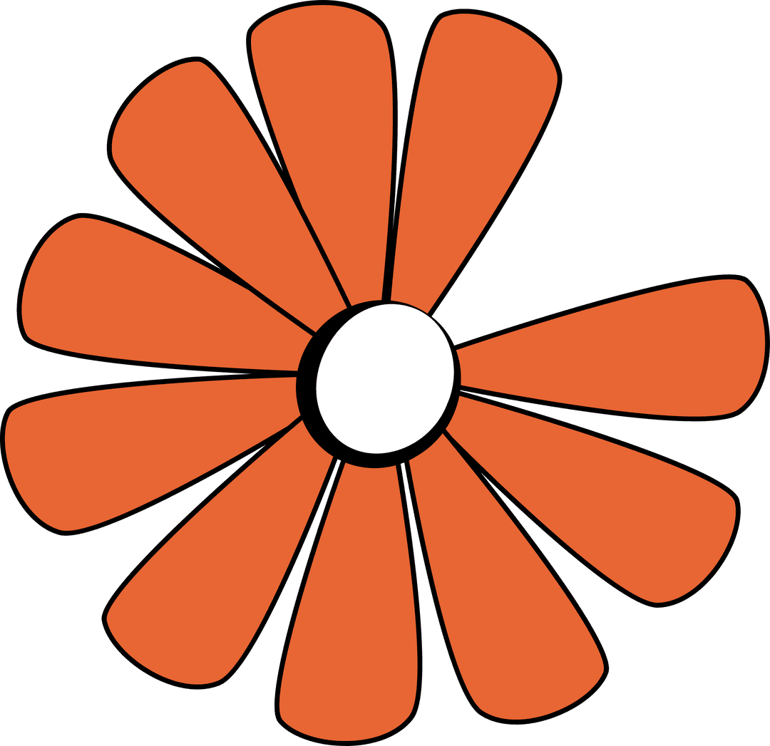 Transparent Daisy-like Flower with Orange Petals and White Core