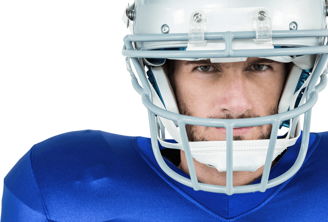 Transparent Portrait of American Football Player in Helmet and Uniform