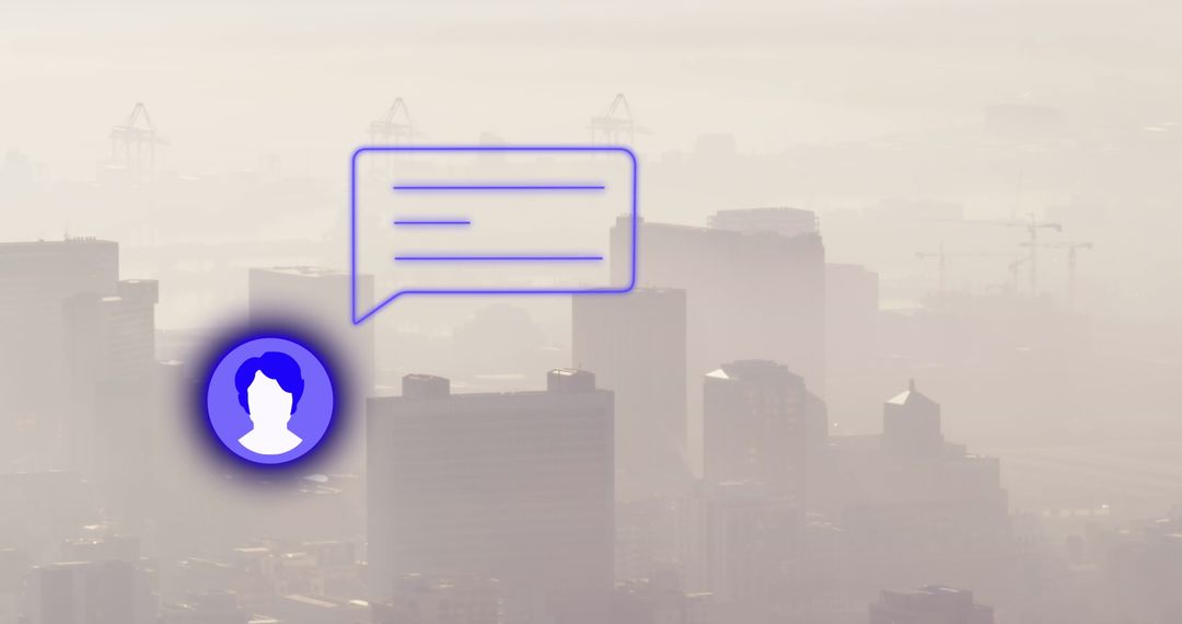 Cityscape with Futuristic Connectivity Concept in Fog