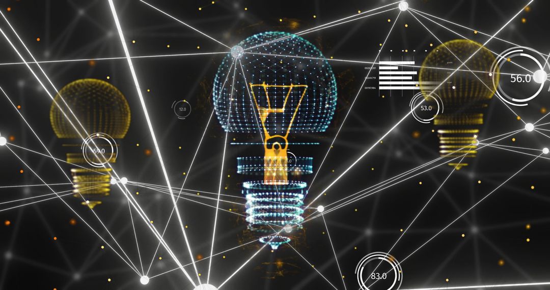 Digital Network with Abstract Light Bulb Illustration