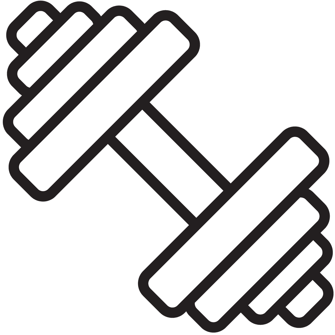 White Dumbbell Illustration on Transparent Background