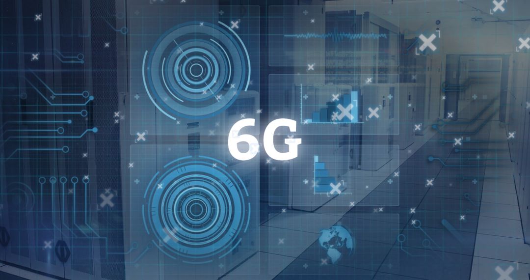 6G Technology Concept with Digital Interface in Data Center