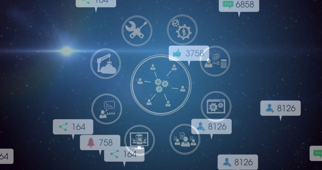 Global Network of Social Media Icons and Data Connections