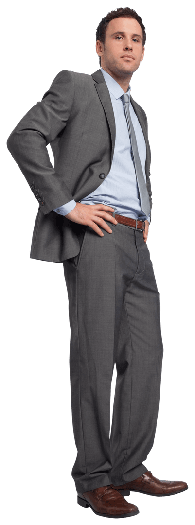 Transparent Serious Businessman Standing in Business Suit