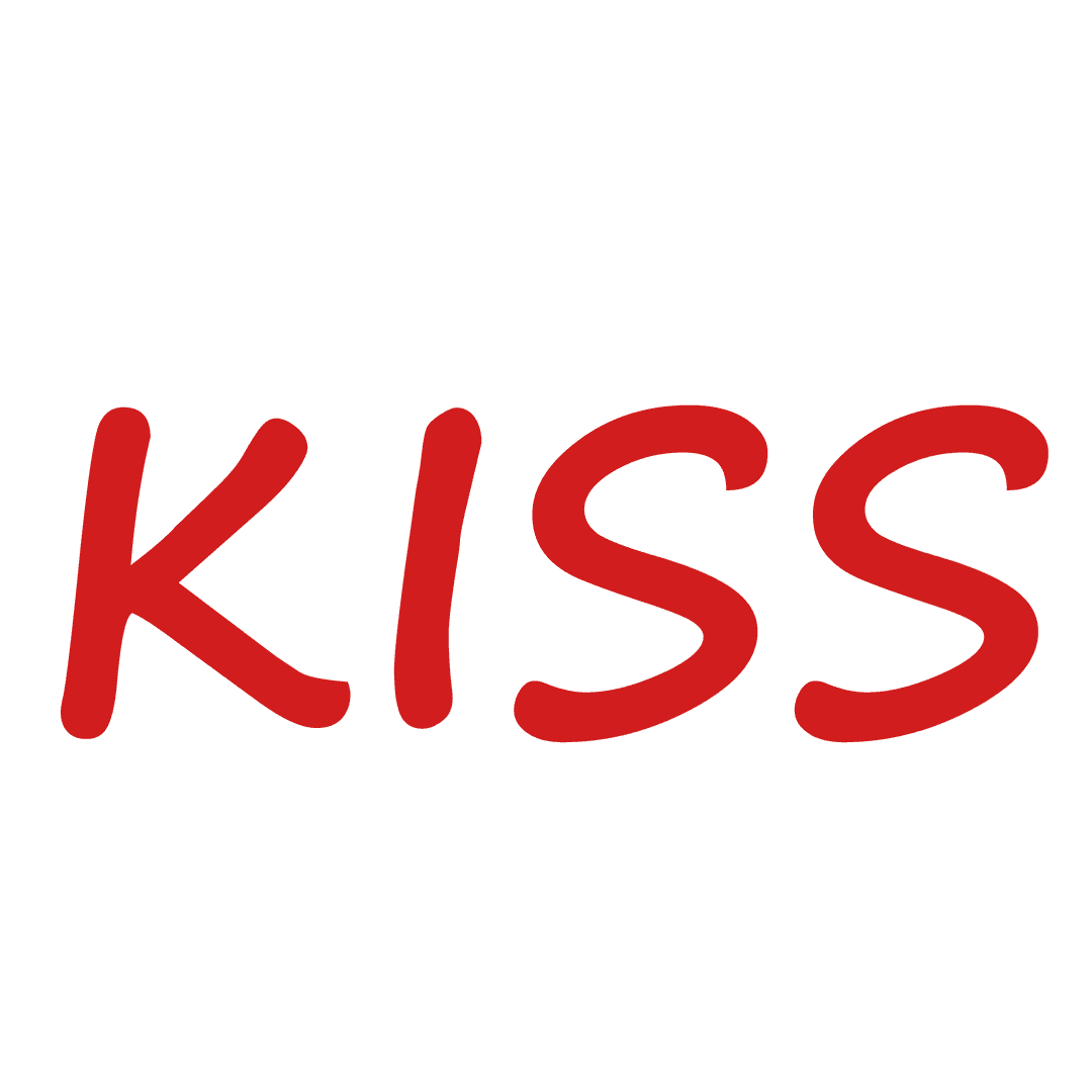 Stylized Romantic Kiss Text on Transparent Background