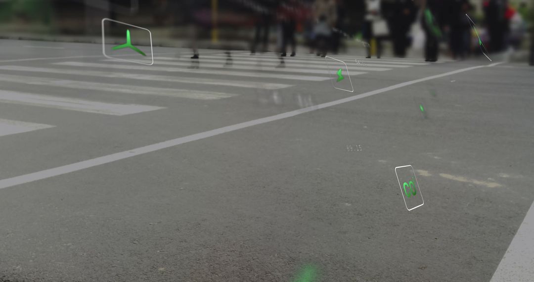 Pedestrians Crossing Street with Augmented Reality Icons