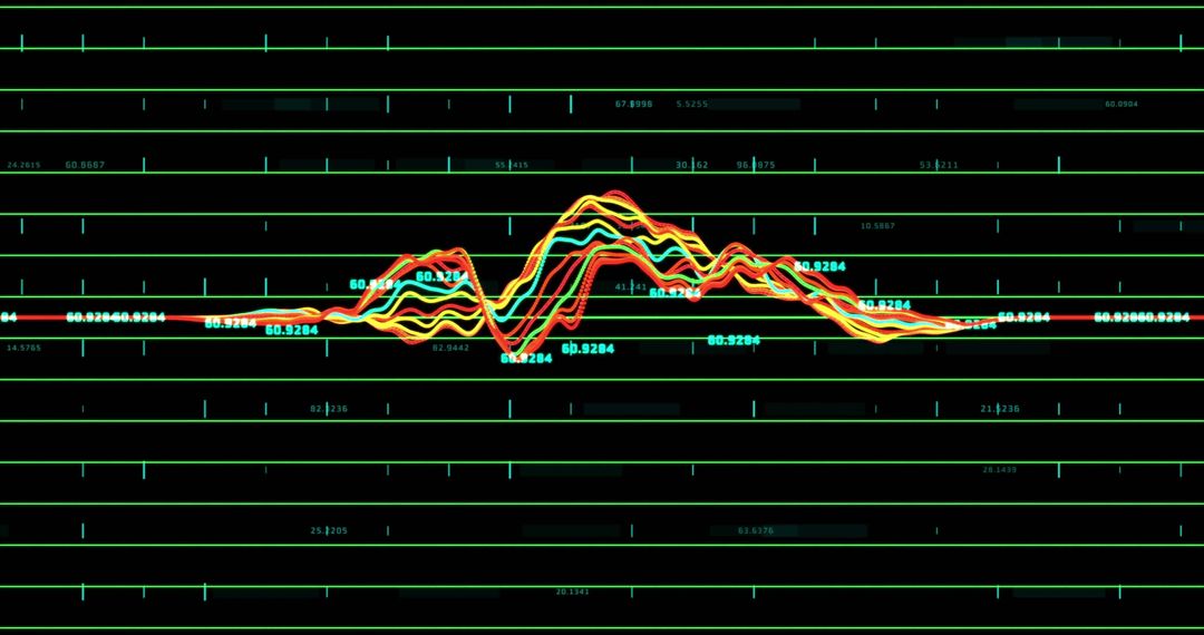 Abstract data wave patterns on technology interface