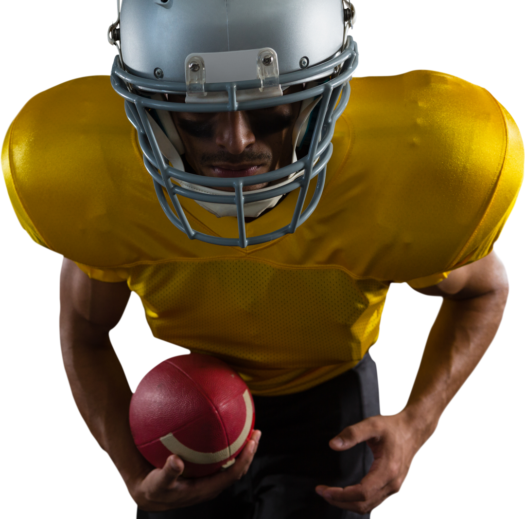 Transparent American Football Player Holding Ball in Yellow Jersey - Download Free Stock Images Pikwizard.com